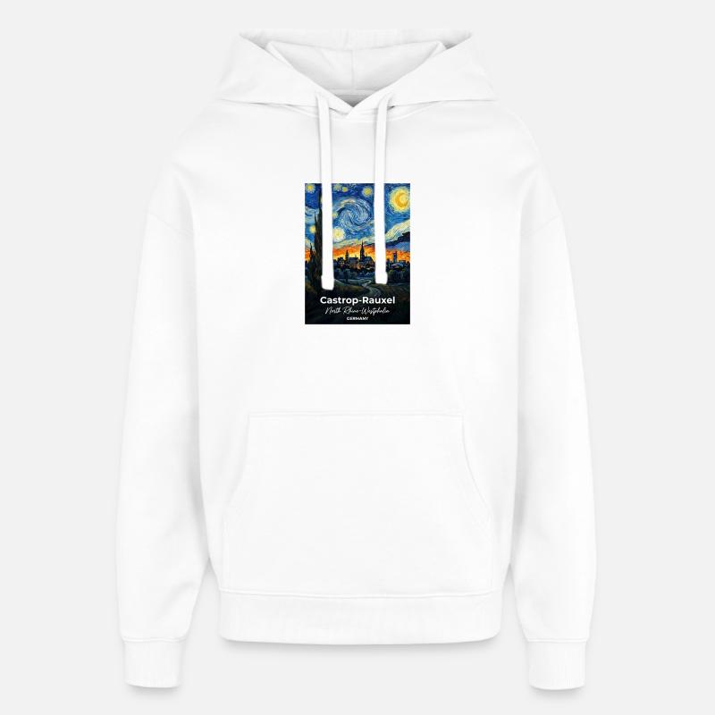 Castrop-Rauxel, Allemagne, Nuit étoilée - Sweat à capuche unisexe Stanley/Stella Oversized - blanc