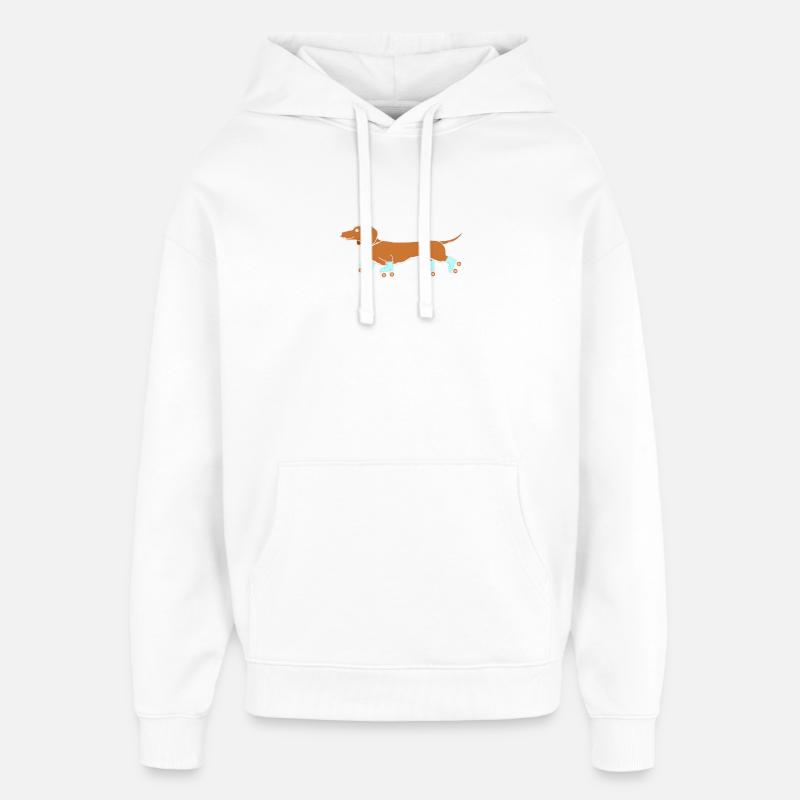 Teckel sur patins à roulettes - Sweat à capuche unisexe Stanley/Stella Oversized - blanc