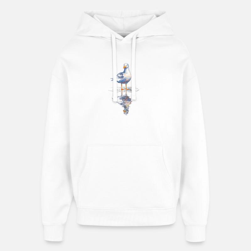 Canard réflexe d’eau en aquarelle - Sweat à capuche unisexe Stanley/Stella Oversized - blanc