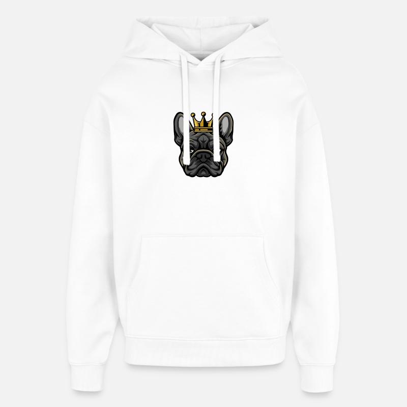 Couronne de chien bouledogue français - Sweat à capuche unisexe Stanley/Stella Oversized - blanc