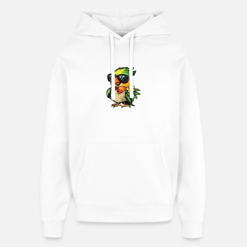 Parrot Comic Vacation - Oversized Unisex Hoodie by Stanley/Stella - white