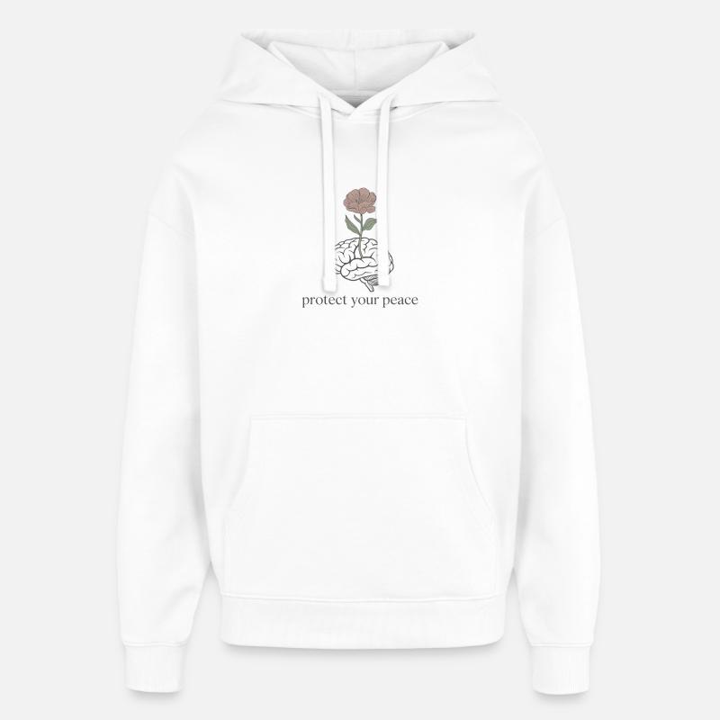 Brain Flower : Protéger la paix - Sweat à capuche unisexe Stanley/Stella Oversized - blanc