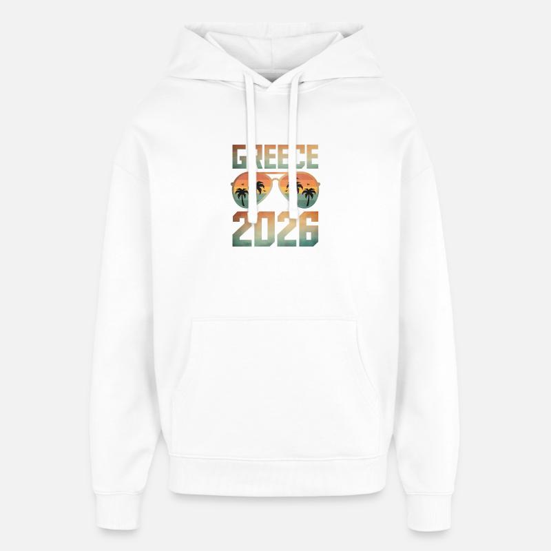 Grèce 2026 - Sweat à capuche unisexe Stanley/Stella Oversized - blanc