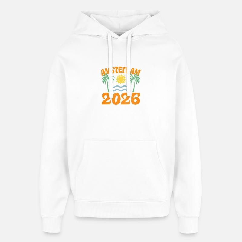 Amsterdam 2026 - Sweat à capuche unisexe Stanley/Stella Oversized - blanc