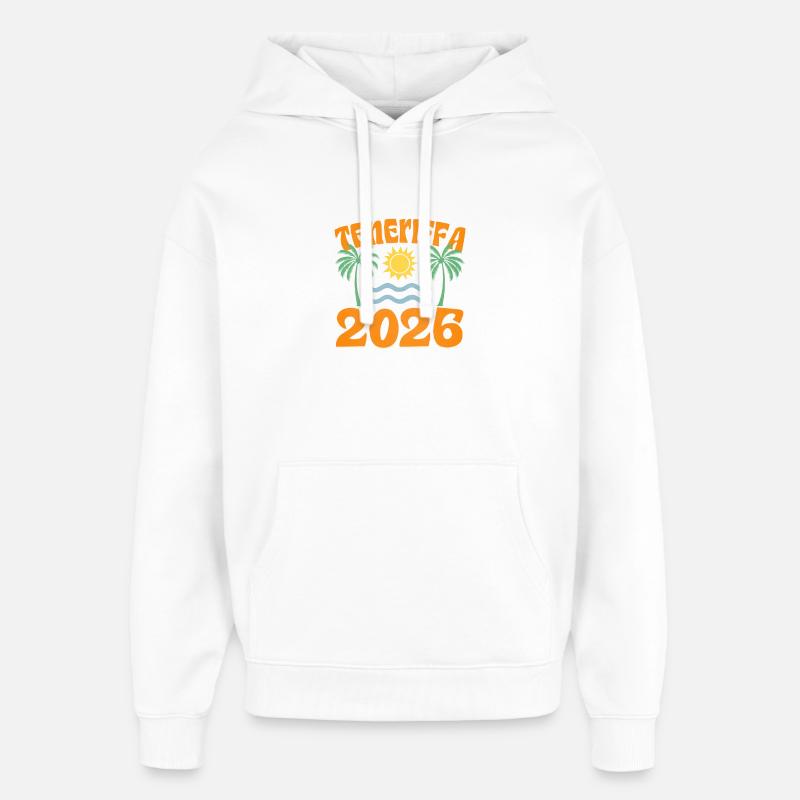 Tenerife 2026 - Sweat à capuche unisexe Stanley/Stella Oversized - blanc