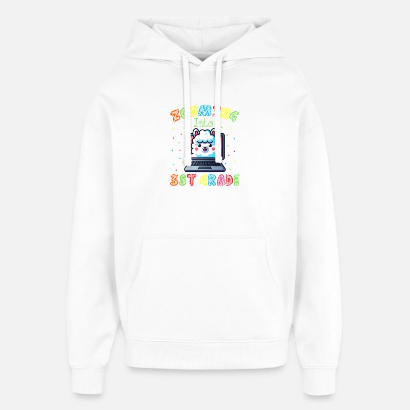 Lama Code Arc-en-Ciel Numérique - Sweat à capuche unisexe Stanley/Stella Oversized - blanc