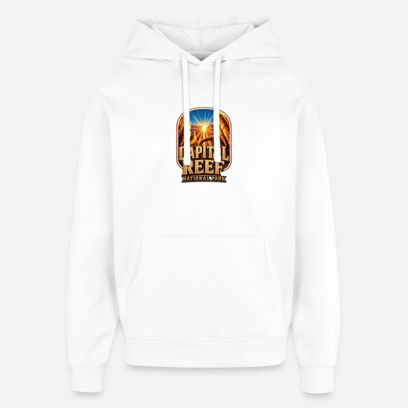 Lever de soleil du Capitol Reef - Sweat à capuche unisexe Stanley/Stella Oversized - blanc