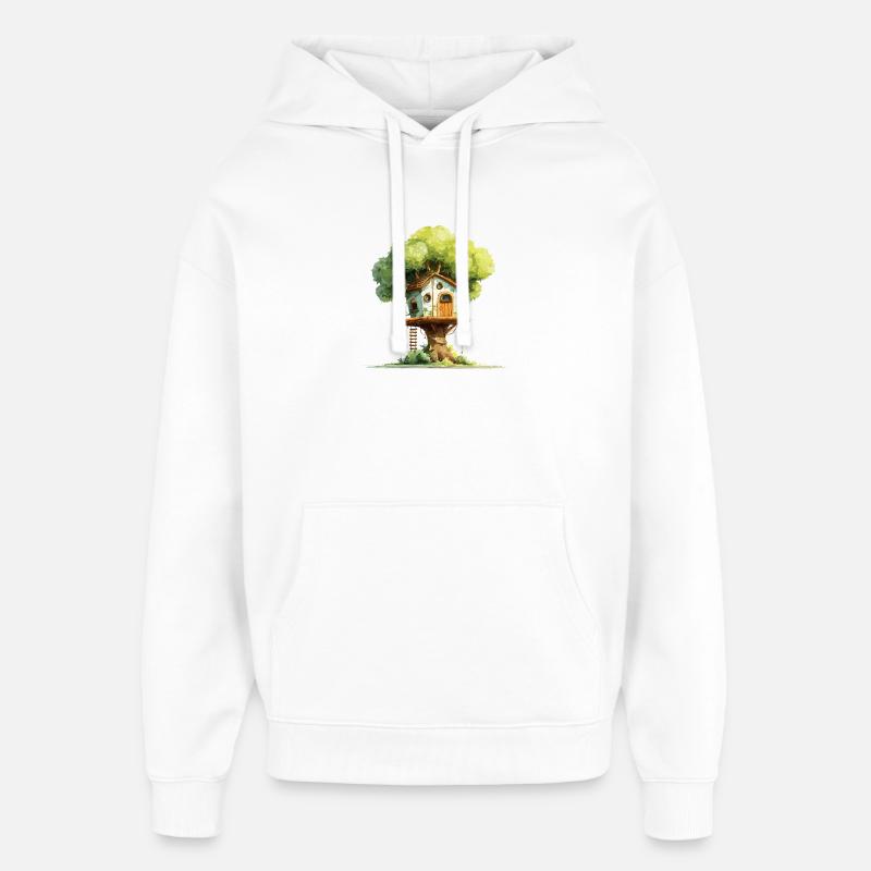 Cabane dans l’arbre dans la canopée - Sweat à capuche unisexe Stanley/Stella Oversized - blanc