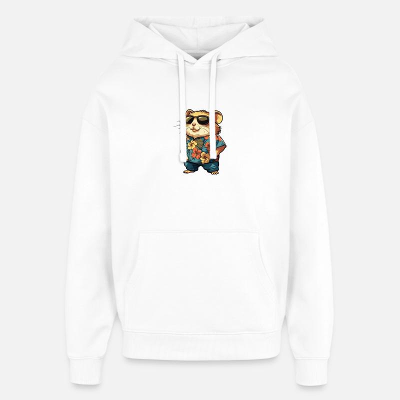 Vacances de la bande dessinée Hamster - Sweat à capuche unisexe Stanley/Stella Oversized - blanc