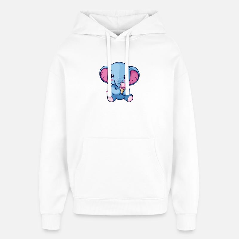 Blauer Elefanten Eisgenuss - Oversized Unisex Hoodie von Stanley/Stella - Weiß