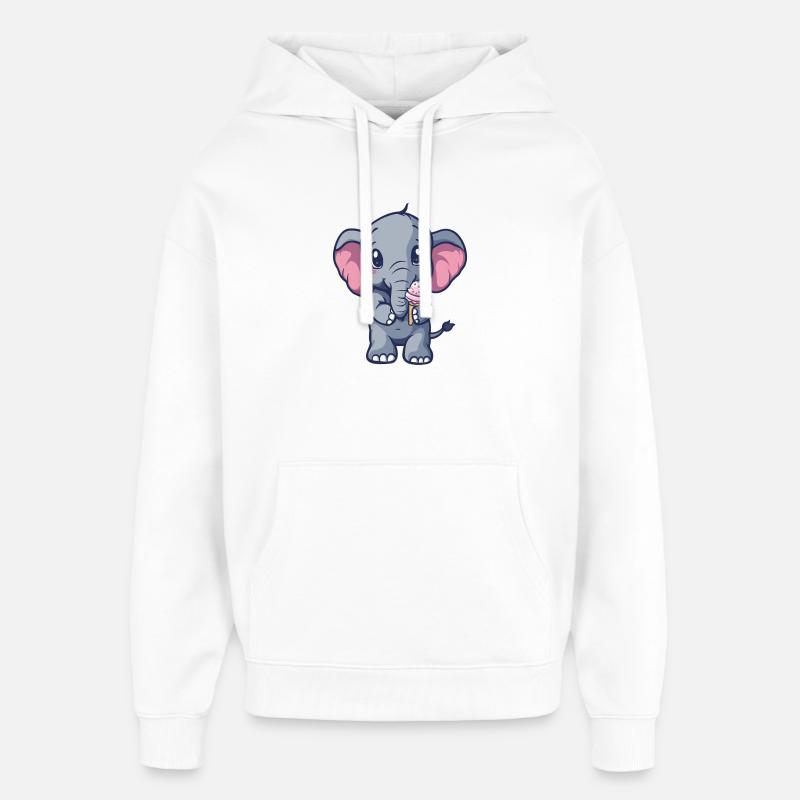 Kleiner Elefant Eiscreme Freund - Oversized Unisex Hoodie von Stanley/Stella - Weiß