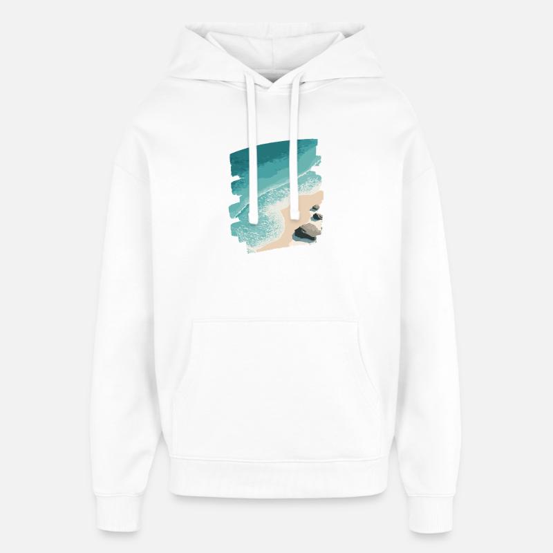 Palmiers de mer de plage - Sweat à capuche unisexe Stanley/Stella Oversized - blanc