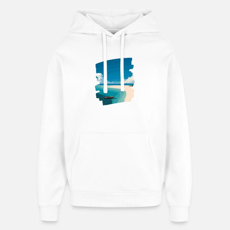 Palmiers de mer de plage - Sweat à capuche unisexe Stanley/Stella Oversized - blanc