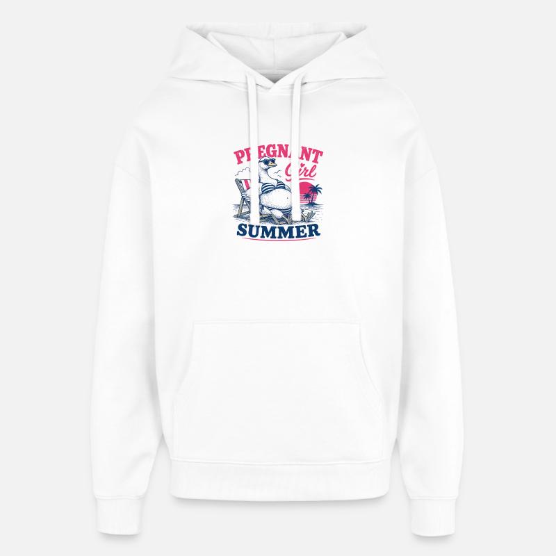 Dodo d’été enceinte sur la plage - Sweat à capuche unisexe Stanley/Stella Oversized - blanc