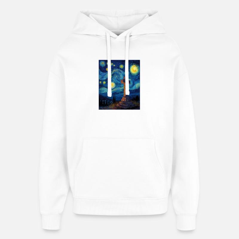 croix - Sweat à capuche unisexe Stanley/Stella Oversized - blanc