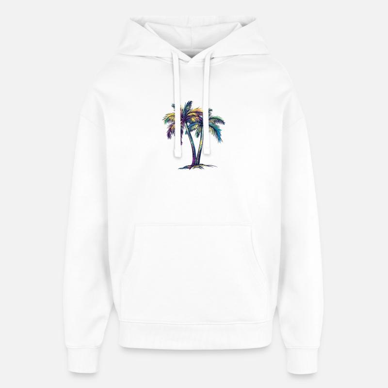Rêve tropical des palmiers arc-en-ciel - Sweat à capuche unisexe Stanley/Stella Oversized - blanc