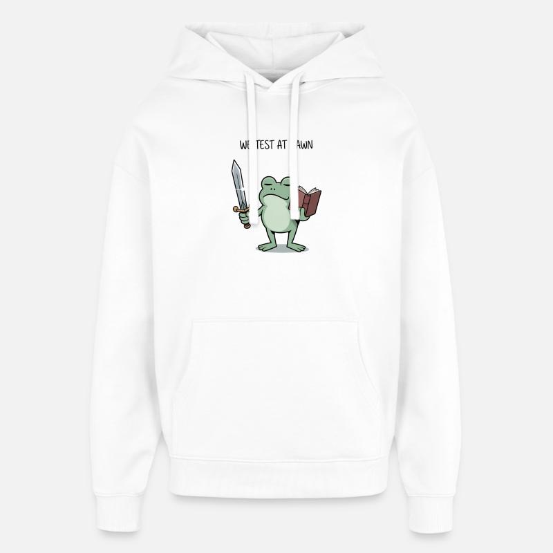 Quête de l’Aube Chevalier Grenouille - Sweat à capuche unisexe Stanley/Stella Oversized - blanc