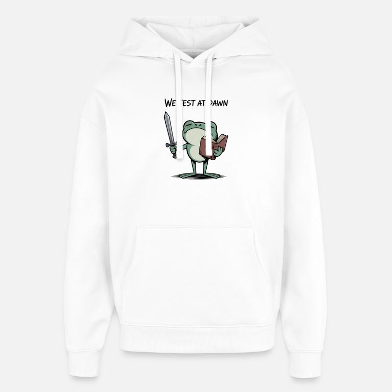 Le Chevalier Grenouille à l’Aube - Sweat à capuche unisexe Stanley/Stella Oversized - blanc