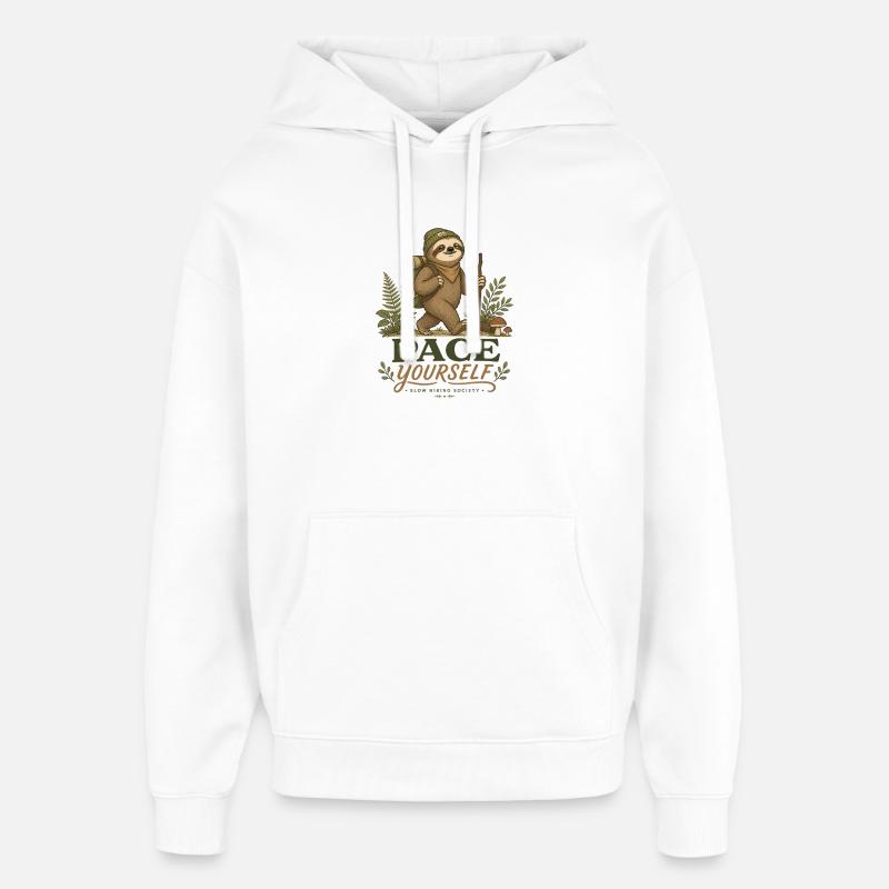 Prenez votre rythme : randonnée paresseuse - Sweat à capuche unisexe Stanley/Stella Oversized - blanc