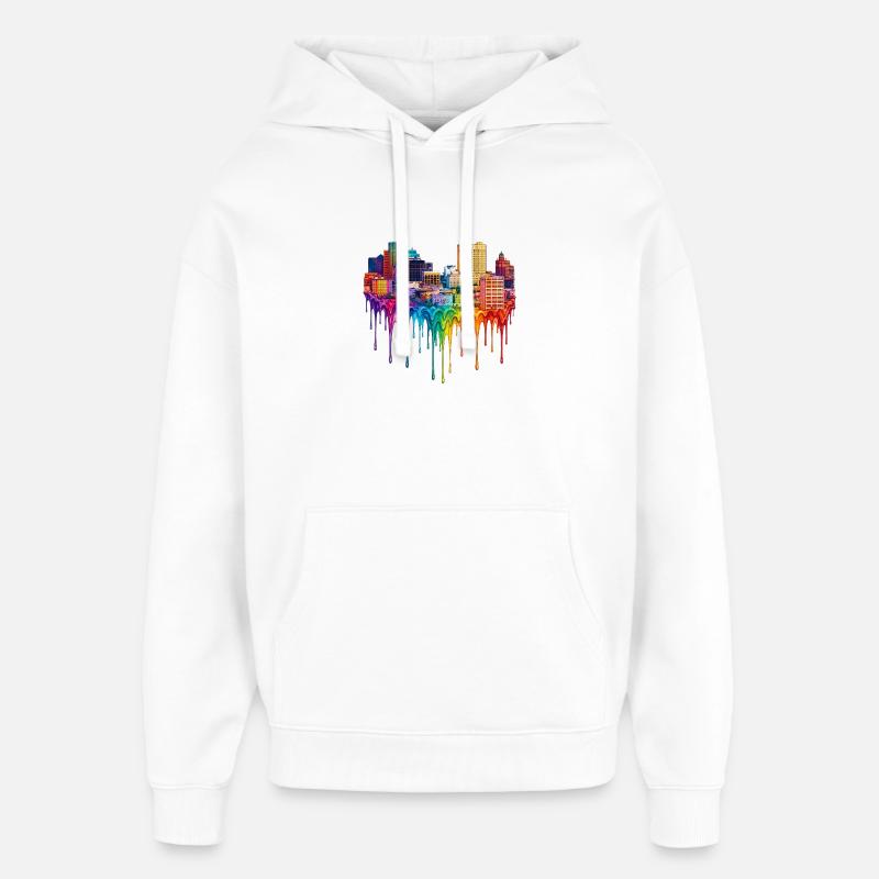 Peinture dégoulinante d’El Paso, Texas - Sweat à capuche unisexe Stanley/Stella Oversized - blanc