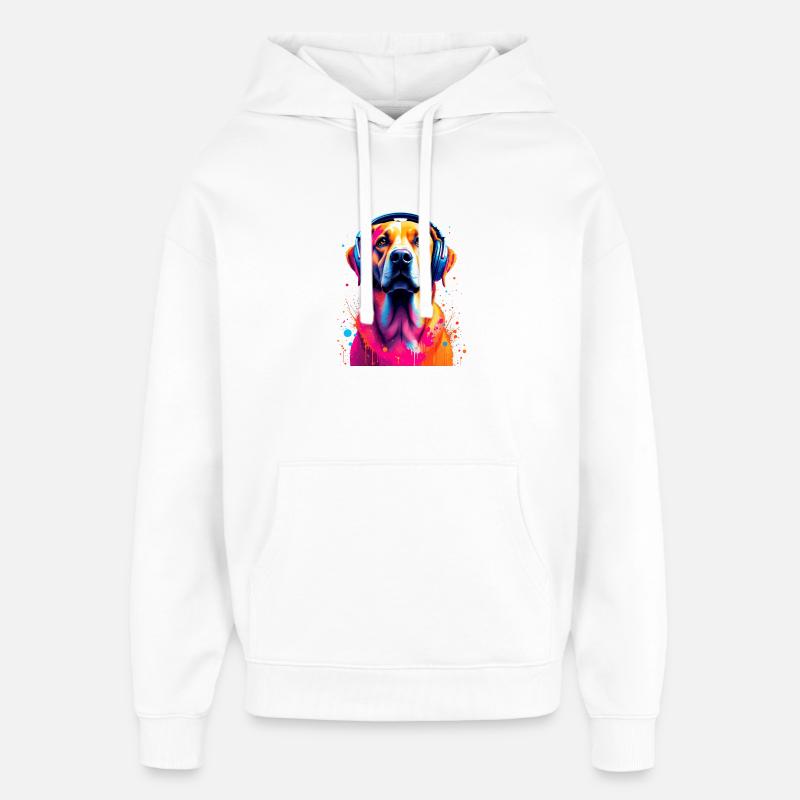 Labbi Labrador mit Kopfhörer - Oversized Unisex Hoodie von Stanley/Stella - Weiß