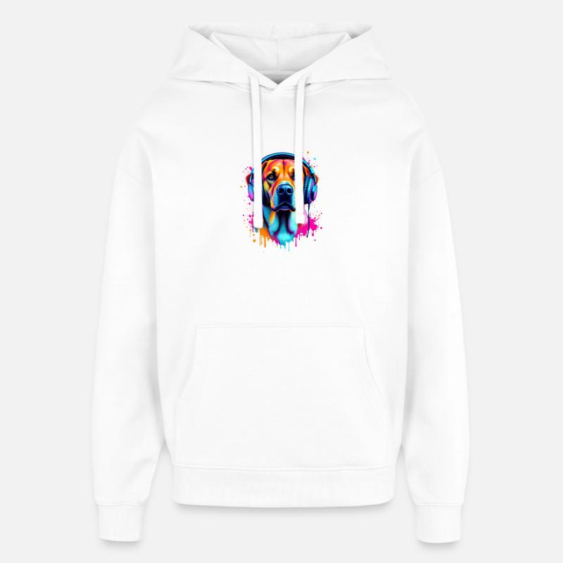 Labrador mit Kopfhörer - Oversized Unisex Hoodie von Stanley/Stella - Weiß