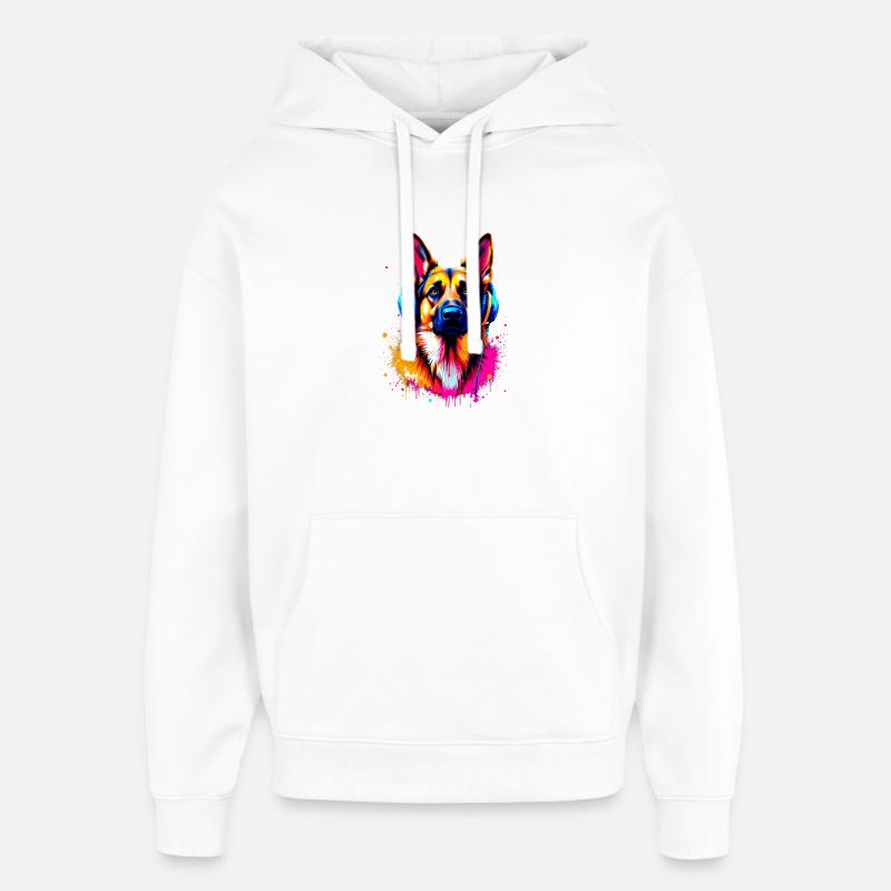 Deutscher Schäferhund mit Kopfhörer - Oversized Unisex Hoodie von Stanley/Stella - Weiß