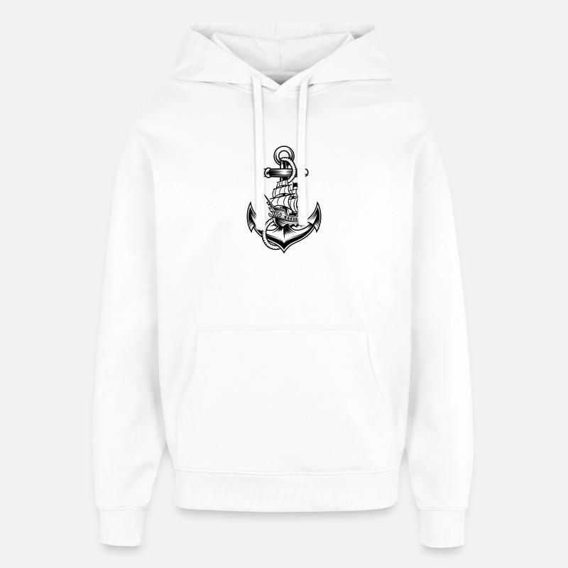 Motif d’ancre maritime avec histoire - Sweat à capuche unisexe Stanley/Stella Oversized - blanc