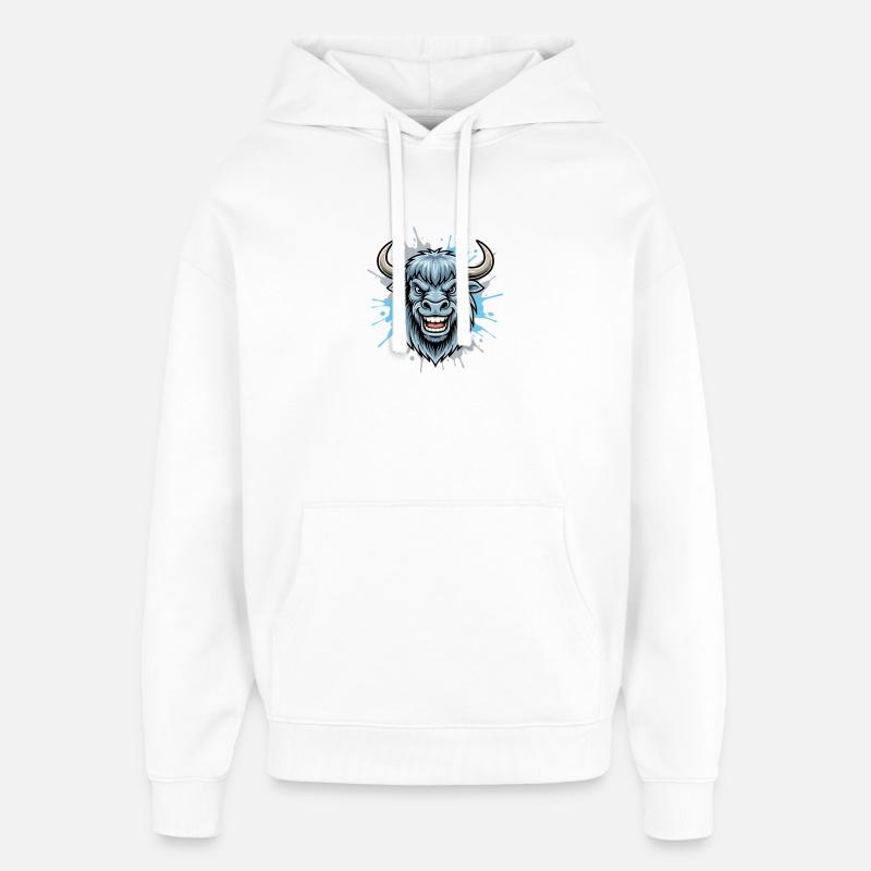 Blue Bison Head Splash - Oversized Unisex Hoodie by Stanley/Stella - white