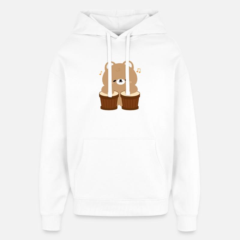 Bear Beats on Drums - Oversized Unisex Hoodie von Stanley/Stella - Weiß