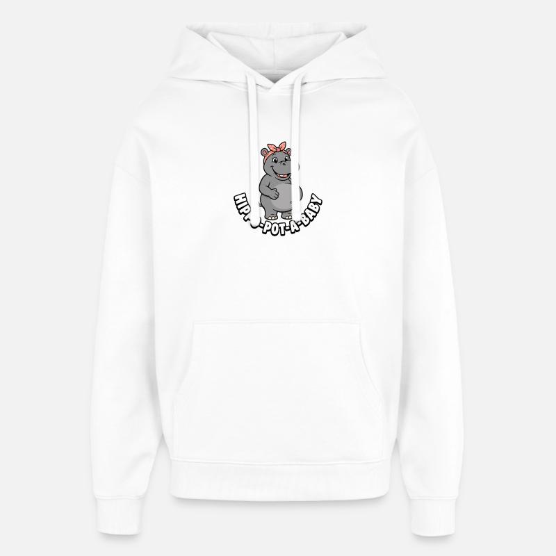 Schwangere Mutter Nilpferd-Topf-ein-Baby Nilpferd - Oversized Unisex Hoodie von Stanley/Stella - Weiß