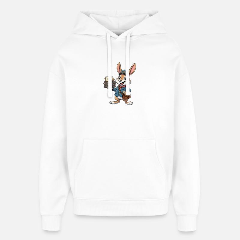 Hase als Postbote mit Briefstapel - Oversized Unisex Hoodie von Stanley/Stella - Weiß