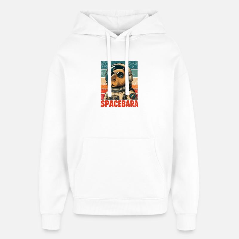 Spacebara Capybara Astronaut Space Retro - Oversized Unisex Hoodie by Stanley/Stella - white