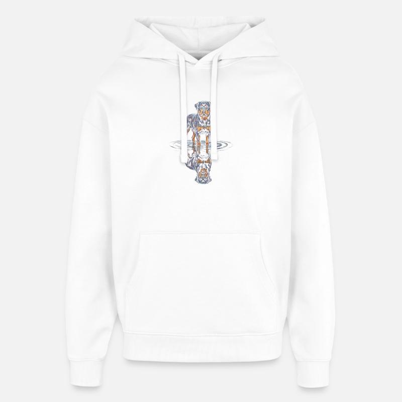 Rottweiler avec réflexion de l’eau - Sweat à capuche unisexe Stanley/Stella Oversized - blanc