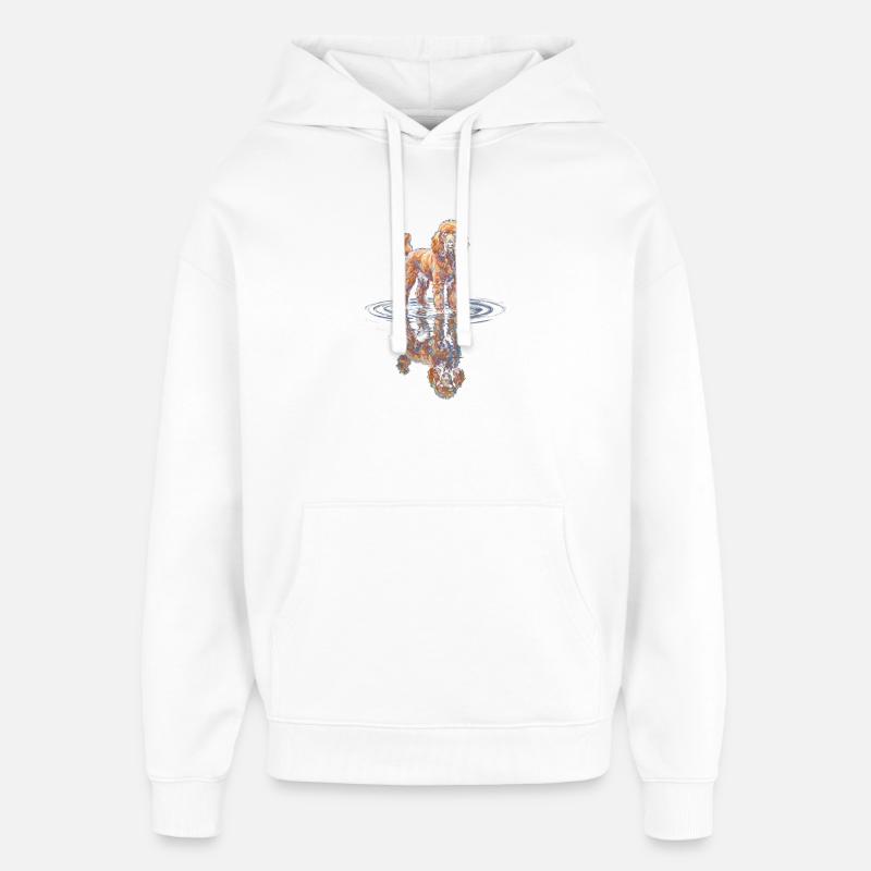 Poodle with water reflection - Oversized Unisex Hoodie by Stanley/Stella - white