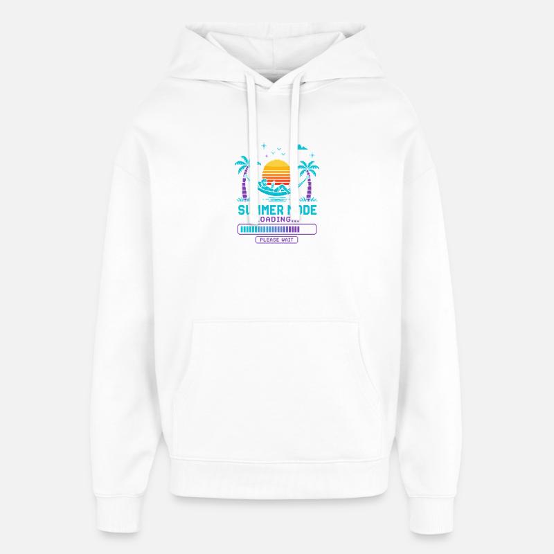 Summer Mode Loading: Sunset - Oversized Unisex Hoodie by Stanley/Stella - white