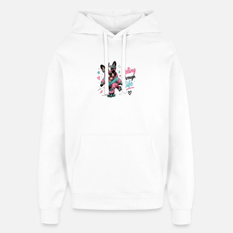 Rollender Hund – Lebensfreude - Oversized Unisex Hoodie von Stanley/Stella - Weiß