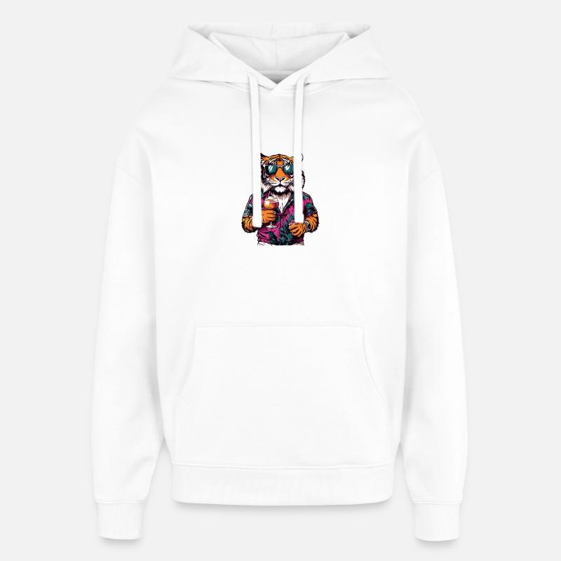 Tiger Comic Sommer - Oversized Unisex Hoodie von Stanley/Stella - Weiß