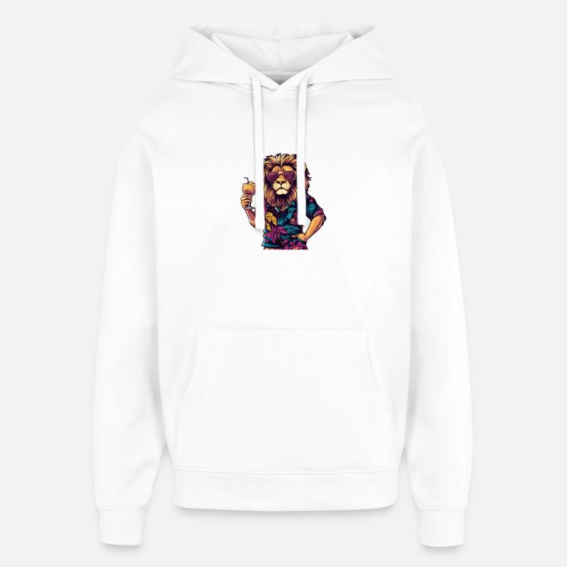 Lion Comic Summer - Sweat à capuche unisexe Stanley/Stella Oversized - blanc