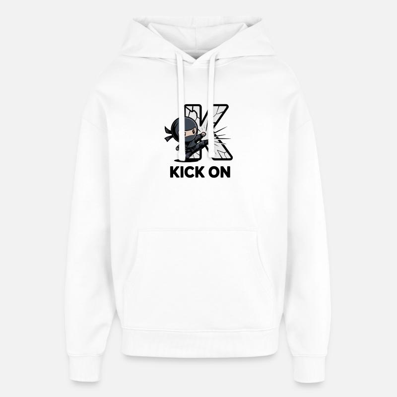 Ninja Kick Through K Logo - Sweat à capuche unisexe Stanley/Stella Oversized - blanc