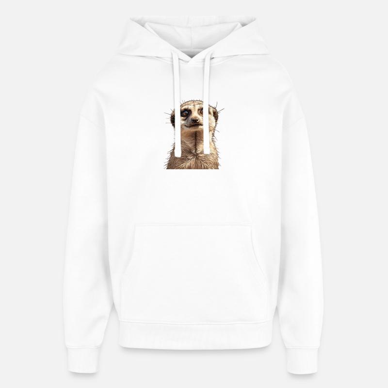 Suricate Erdmännchen - Sweat à capuche unisexe Stanley/Stella Oversized - blanc