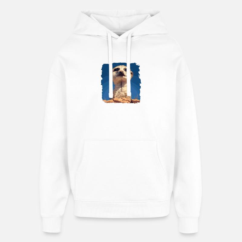 Suricate Erdmännchen - Sweat à capuche unisexe Stanley/Stella Oversized - blanc