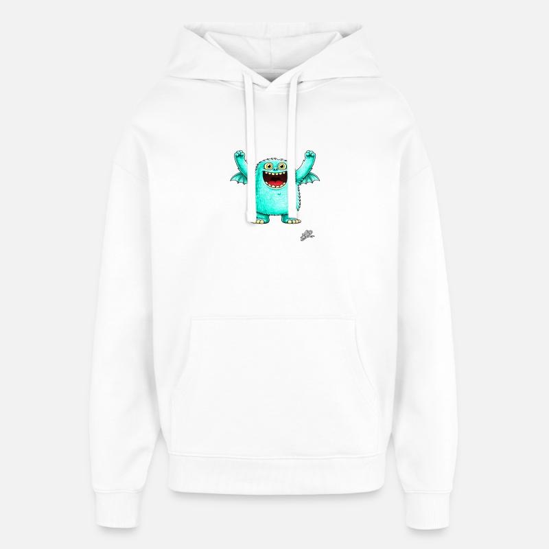 Monstre turquoise joyeux - Sweat à capuche unisexe Stanley/Stella Oversized - blanc