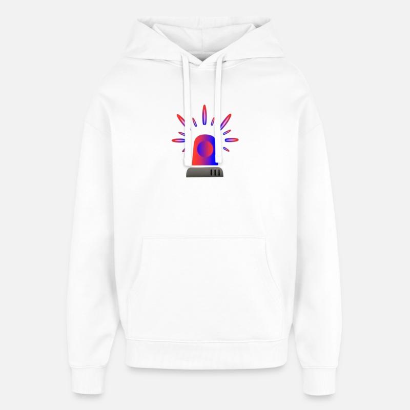 Lumière d’alerte de sirène rouge-bleue - Sweat à capuche unisexe Stanley/Stella Oversized - blanc