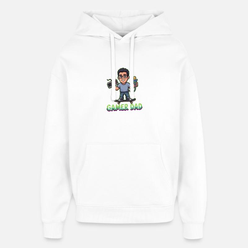Manette Gamer Dad Skate Hero - Sweat à capuche unisexe Stanley/Stella Oversized - blanc