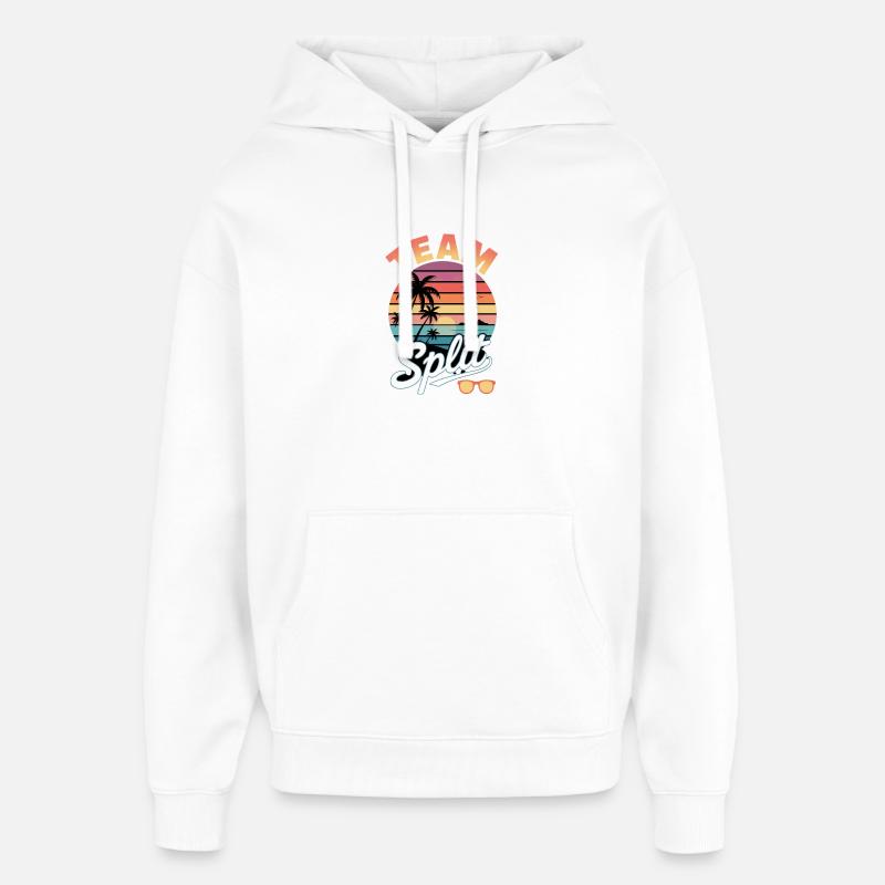 Équipe Split Sunset Tropics - Sweat à capuche unisexe Stanley/Stella Oversized - blanc