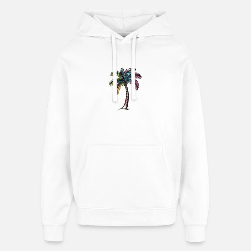 Plage de Palm Tree - Sweat à capuche unisexe Stanley/Stella Oversized - blanc
