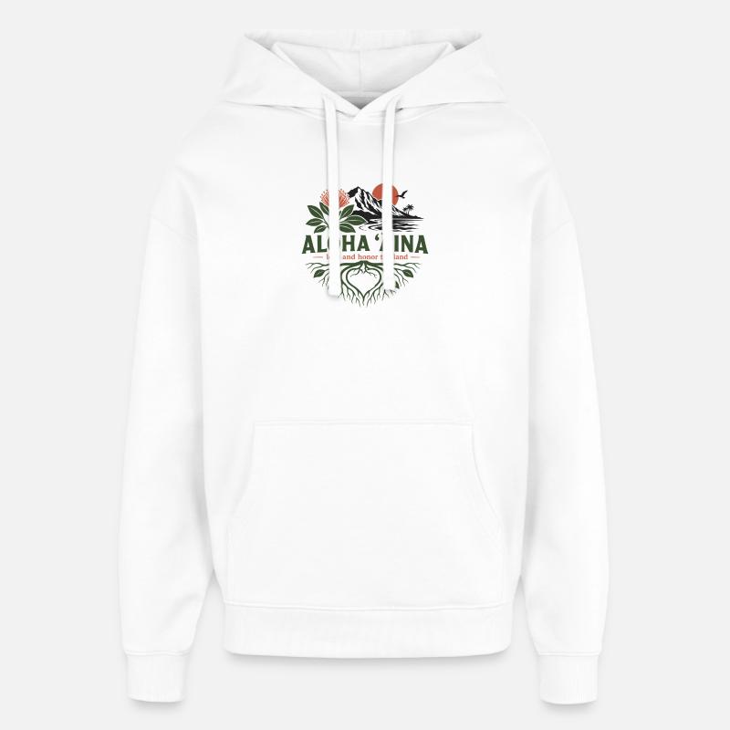 Aloha Aina Roots - Sweat à capuche unisexe Stanley/Stella Oversized - blanc
