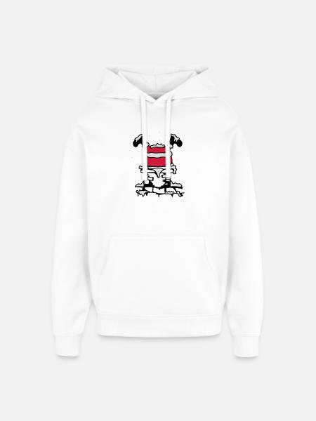 Julemanden er kørt fast i skorsten - Hættetrøje unisex Stanley/Stella Oversized - hvid