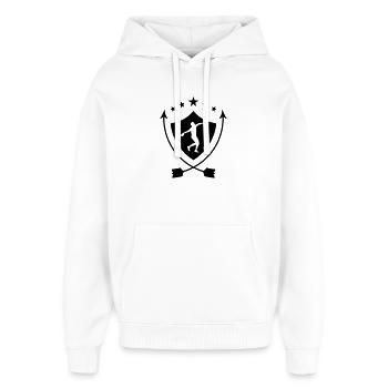 Speerwurf / Diskuswurf / Kugelstoßen / Hammerwurf - Oversized Unisex Hoodie von Stanley/Stella - Weiß - Vorne - AI Model Female 172 light (172cm) & AI Model Male 185 light (185cm)